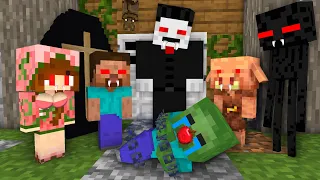Monster School : Baby Herobrine and Monsters became Evil Vampire - Minecraft Animation