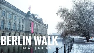 Urban Berlin Walk on Snowy Winter Day during Corona Lockdown in 4K | 60fps