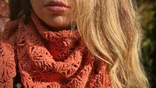 Вяжем потрясающий осенний шарф бактус! 🍁🍁🍁 Мастер-класс! How to crochet beautiful scarf baktus