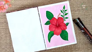 Hibiscus flower Acrylic painting tutorial Step by Step For beginners || Acrylic Painting