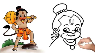 Easy bal hanuman ji drawing | bajrangbali art | बालहनुमान जी की आसान ड्रॉइंग