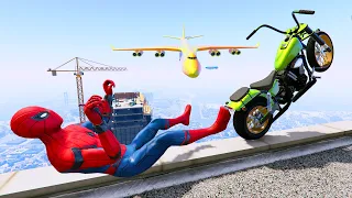 GTA 5 Spiderman Bike Stunts #9 (Spider-Man/Epic Jumps/Ragdolls/Funny Moments)