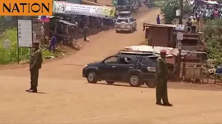 President Kenyatta's motorcade arrives in Kandara for a church function