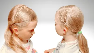 Hairstyle with a ponytail in kindergarten