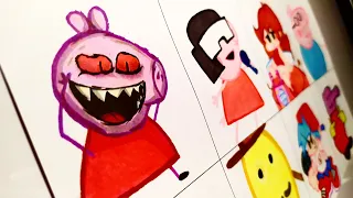 Drawing Friday Night Funkin' VS Peppa Pig FULL WEEK | PEPPA.EXE (Muddy Puddles Funkin)