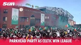 Thousands of Celtic fans descend on Parkhead to celebrate Hoops Premiership title win