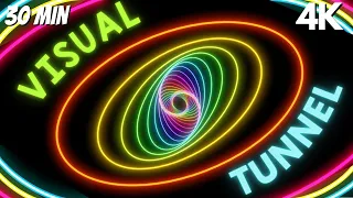 4k Neon Lights Ellipse Spiral Tunnel Moving Wallpaper Autism Calming Music