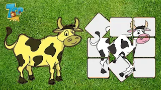 cute cow puzzle in forest  숲에서 귀여운 소 퍼즐