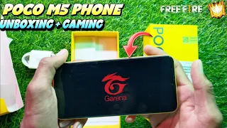 poco m5 phone unboxing + gaming test garena free fire handcam gameplay helio G99 prosser 90hz 240hz