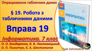 Вправа 19. Робота з табличними даними | 7 клас | Бондаренко