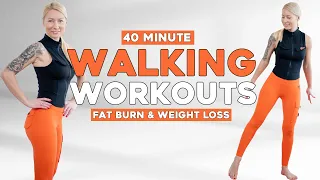40 MIN WALKING WORKOUT - Full Body Fat Burn - No Jumping, No Squats, No Lunges Knee Friendly