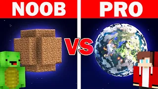 Mikey's PLANET vs JJ's PLANET NOOB vs PRO in Minecraft (Maizen JJ Mikey) cakeman hypercow challenge
