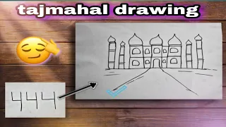 How to Draw Taj Mahal Picture from number 444 | Very Easy Drawing Step by step