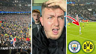 MAN CITY VS BORUSSIA DORTMUND | 2-1 | AWAY ULTRAS FIGHT POLICE & LATE LIMBS AS HAALAND SCORES!!!