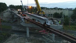 М-ГРУПП: Петрозаводск, Гоголевский путепровод. Монтаж балок пролетного строения