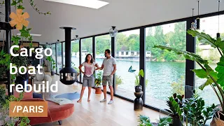 Turns abandoned cargo boat into modern home gem (before/after)