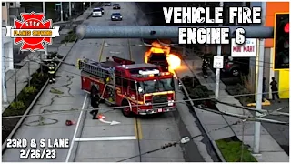 Engine 6 battles a vehicle fire