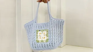 [Crochet Bag Tutorial] - How to make Spring creative waffle hollow bag inlaid with flowers