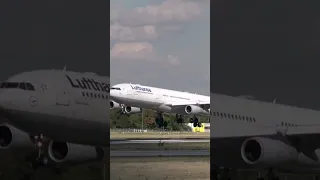 Lufthansa Airbus A340 perfect Landing at Frankfurt Airport