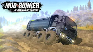 Spintires: MudRunner - MZKT 7410 Monster Dump Truck Driving Through Deep Holes