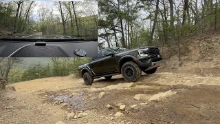 First Ranger Raptor on Jeep trail in Virginia (probably). Review and compare to gladiator and tacoma