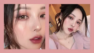 Pink Brown Makeup GRWM💕 (with sub) 분위기 있는 핑크 브라운 메이크업, 오랜만에 호텔 겟레디윗미!