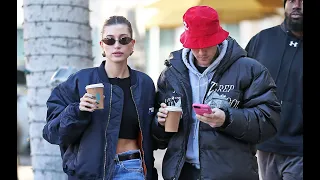 Exclusive_Justin and Hailey Bieber out for coffee on saturday morning before he performs tonight