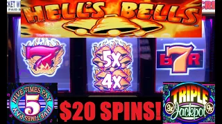 High Limit Slots! 5 Times Pay + Triple Jackpot + Hell's Bells Slot Play! Old School 3 Reel Slots!
