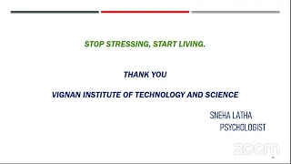 Webinar on Stress and Anger Management by Mrs. P Sneha Latha