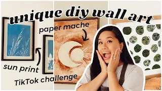 TRYING NEW DIY WALL ART PRINT IDEAS | Paper Mache Clay, Sunprinting, TikTok Challenge