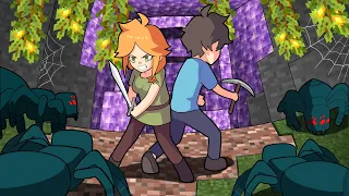 Cave And Cliffs: Spiders - Alex and Steve Life | Minecraft Anime