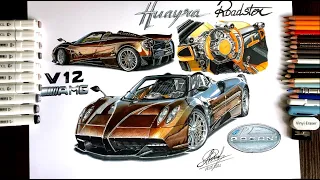 Drawing Pagani Huayra Roadster, speed drawing by Andrii Iakivchuk-8/100/картина Авто, ручна робота