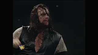 Undertaker in new attire interferes in Steve Austin vs Mankind match after Mankind gets DQ'd (WWF)