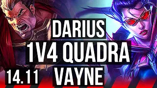 DARIUS vs VAYNE (TOP) | 1v4 Quadra, 11 solo kills, Legendary, 19/3/1 | BR Grandmaster | 14.11