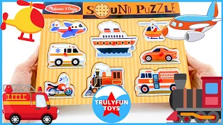 🚗 Wood Vehicle Sound Puzzles 🚒 | Educational Video for Toddlers and Kids