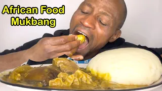 ASMR NIGERIAN FOOD MUKBANG || OHA SOUP AND POUNDED YAM FUFU EATING SHOW || Eat with Ify