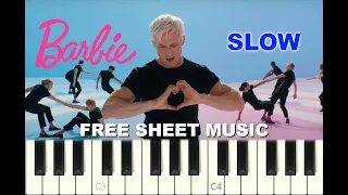 SLOW piano tutorial "I'M JUST KEN" from BARBIE Movie, free sheet music (pdf)