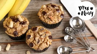 Chunky Monkey Muffins, Gesunde Bananen-Nuss Muffins glutenfrei backen