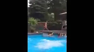 Age 6 jumping off diving board at uncle Chris'