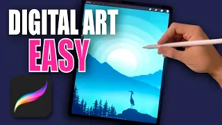 EASY LANDSCAPE DRAWING IN PROCREATE (#shorts)