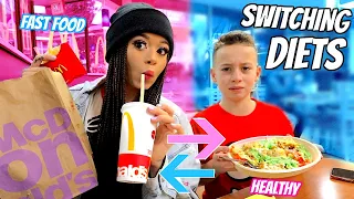 I Swapped DIETS with my Little BROTHER for 24 HOURS! | Krazyrayray