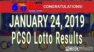 PCSO Lotto Results Today January 24, 2019 (6/49, 6/42, 6D, Swertres, STL & EZ2)