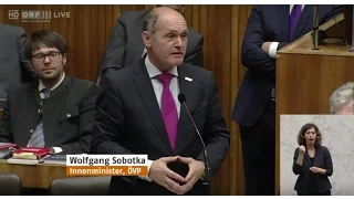 Antrittsrede von Innenminister Wolfgang Sobotka im Nationalrat 27.4.