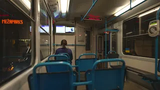 Latvia, Riga, tram 7 night ride from 13. janvāra iela to Ausekļa iela