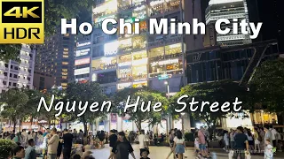 4K HDR | Night Walking Nguyen Hue Street  in Ho Chi Minh City - Central District 1 | Vietnam 2023