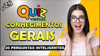 QUIZ DE CONHECIMENTOS GERAIS | 20 PERGUNTAS INTELIGENTES | ESTILO SHOW DO MILHÃO.