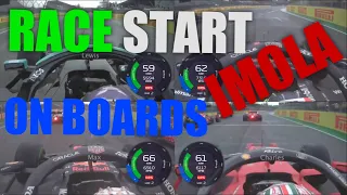 Imola GP Race Start 2021 - Lewis, Checo, Max and Charles on-boards with telemetry