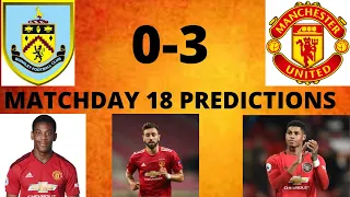 2020/21 Premier league Matchday 18 predictions Manchester Utd Top Of The Table?