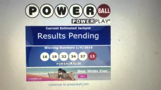 Winning Powerball numbers lottery January 9, 2016