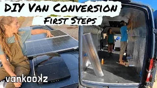 Van Conversion First Steps | Mounting Solar Panels on a Transit Van & Insulating with 3M Thunsulate